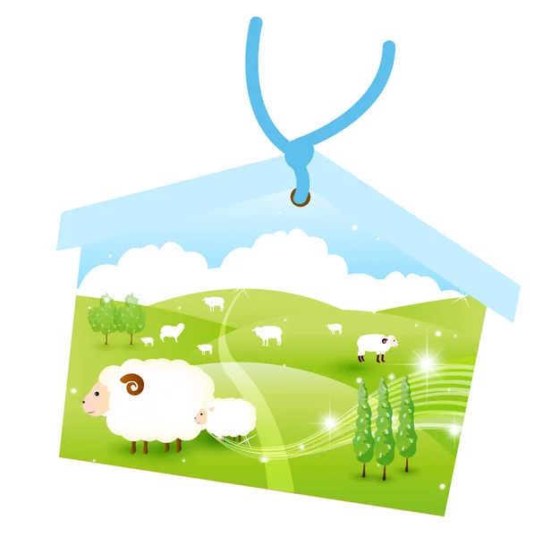 Glückwunschkarten für Schafe — Stockvektor