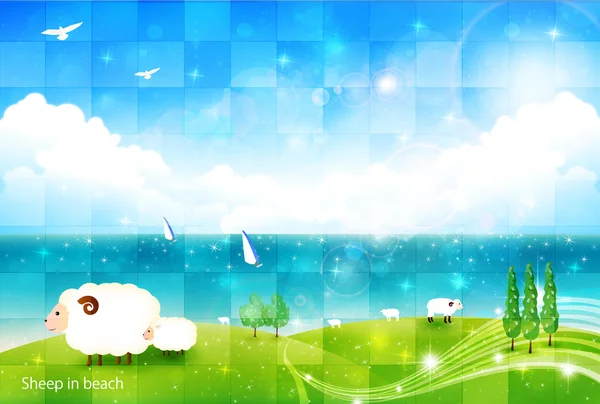 Sheep greeting cards background — Stock Vector