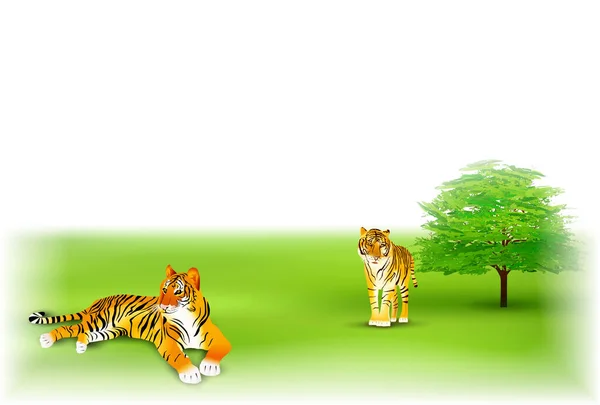 Тигр Новорічна Листівка Пейзажний Фон — стоковий вектор