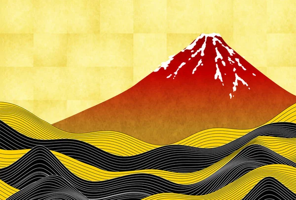 タイガー新年カード山 富士山の背景 — ストックベクタ
