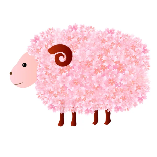 Sheep cherry greeting cards — Stock Vector
