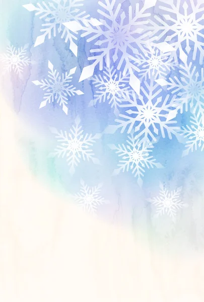 Sneeuw Kerstmis Aquarel Winter Achtergrond — Stockvector