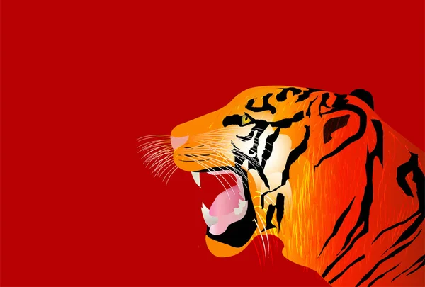 Tiger Modello Carta Capodanno Sfondo Tigre — Vettoriale Stock