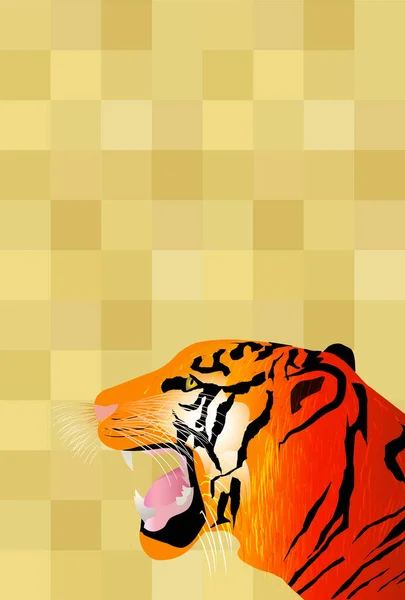 Tigre Año Nuevo Tarjeta Tigre Patrón Fondo — Vector de stock