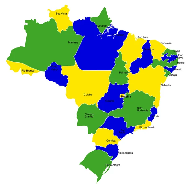 ブラジル地図国 — ストックベクタ