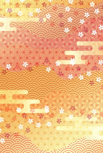 樱花新年卡片日本图案背景 — 图库矢量图片
