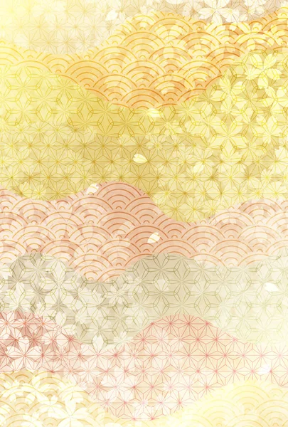 Fleurs Cerisier Carte Nouvel Fond Motif Japonais — Image vectorielle