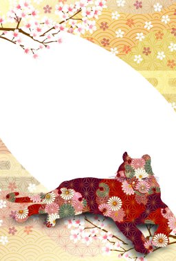 Kaplan Yeni Yıl Kart Japon desenli geçmişi 