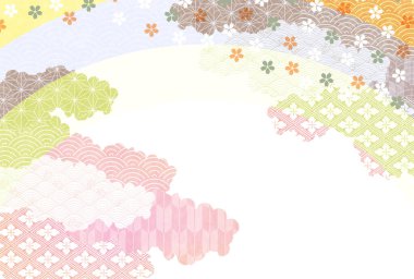 Kiraz Çiçeği Japon desenli yeni yıl kartı arkaplanı 