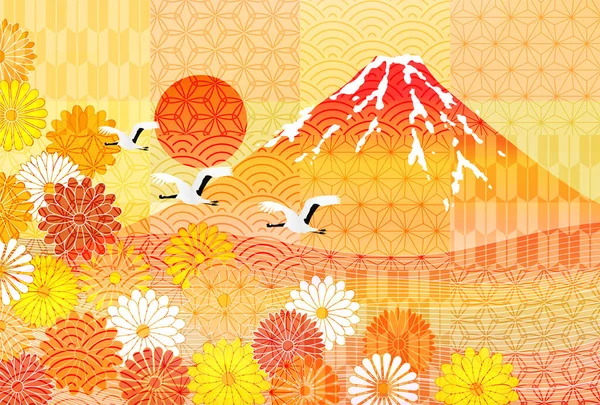 Гора Фудзи Японский Узор — стоковый вектор