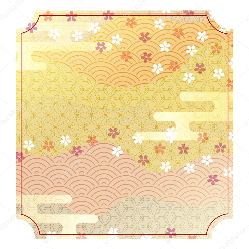 Cherry blossoms Japanese pattern New Year's card icon 