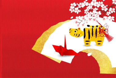 Kaplan Yeni Yıl Kart Japon desenli geçmişi