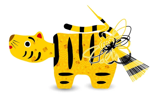 Tigre Icône Grue Carte Nouvel — Image vectorielle