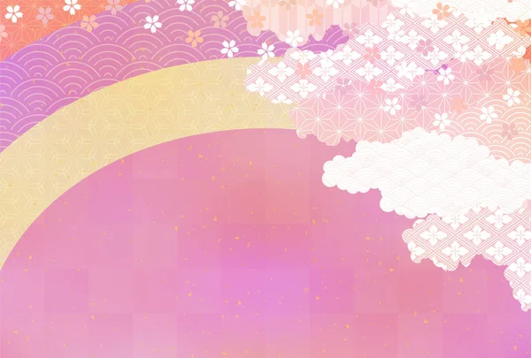 桜の日本のパターン新年のカードの背景 — ストックベクタ