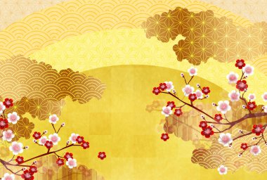 Japon desenli yeni yıl kartı arkaplanı 