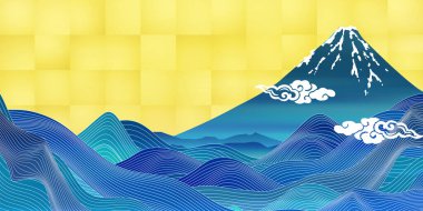 Mt. Fuji dalgası Japon desen arka planı 