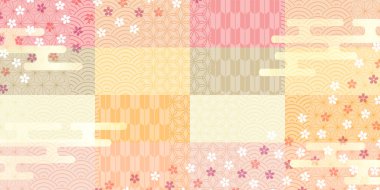 Kiraz Çiçeği Japon desenli yeni yıl kartı arkaplanı 