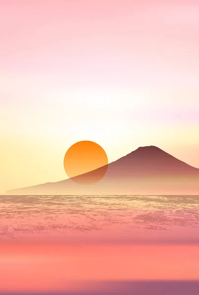 Fuji Amanecer Año Nuevo Fondo — Vector de stock