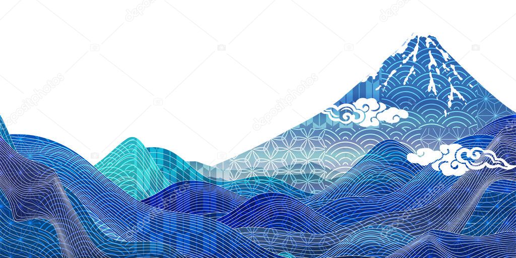 Mt. Fuji wave Japanese pattern background 