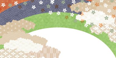 Kiraz çiçekleri Japon kağıt desenli arka plan 