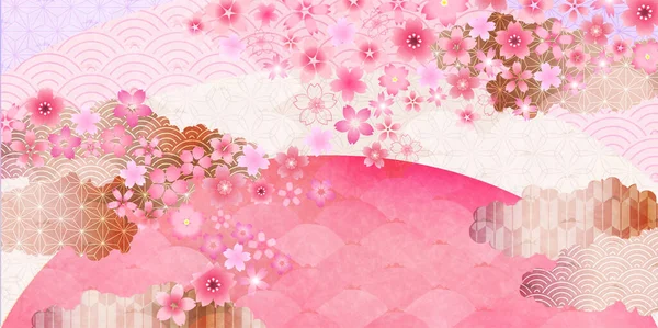 樱花日本纸日本图案背景 — 图库矢量图片