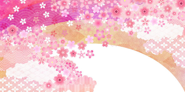 Cherry blossoms Japanese paper Japanese pattern background 