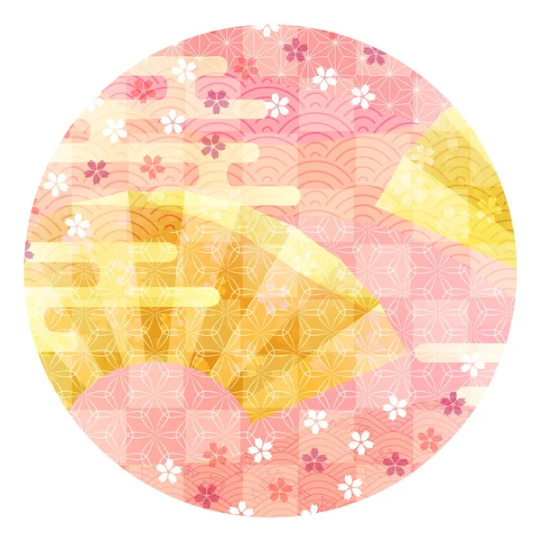 Třešňové Květy Nový Rok Karty Japonský Vzor Ikona — Stockový vektor