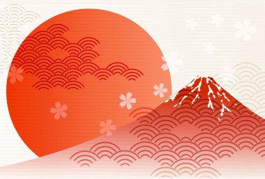 Mt. Fuji Yeni Yıl Kartı Japon şablonu 