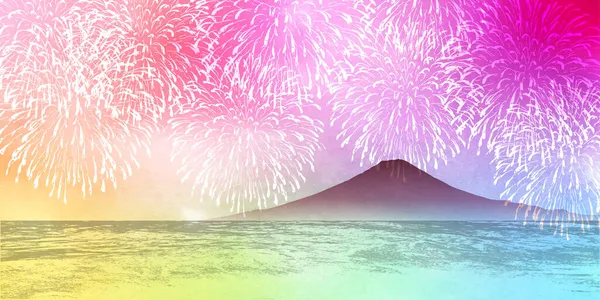 Góra Fuji Fajerwerki Nowy Rok Tło — Wektor stockowy