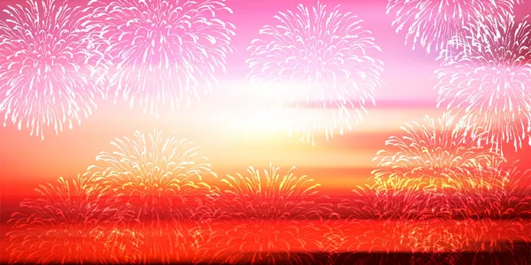 Tűzijáték Újévi Táj Háttér — Stock Vector
