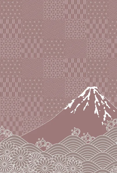 Fondo Tarjeta Año Nuevo Patrón Japonés Fuji — Vector de stock