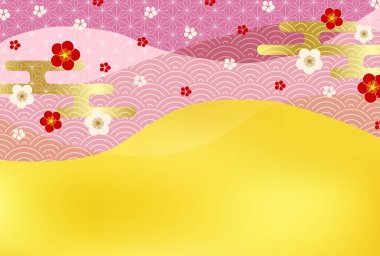 Erik Japon desenli yeni yıl kartı arkaplanı 