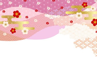 Erik Japon desenli yeni yıl kartı arkaplanı 