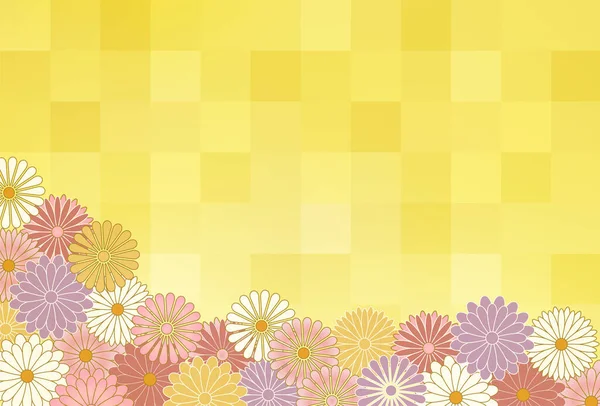 Chrysanthemum Japanese Pattern New Year Card Background — Stock Vector