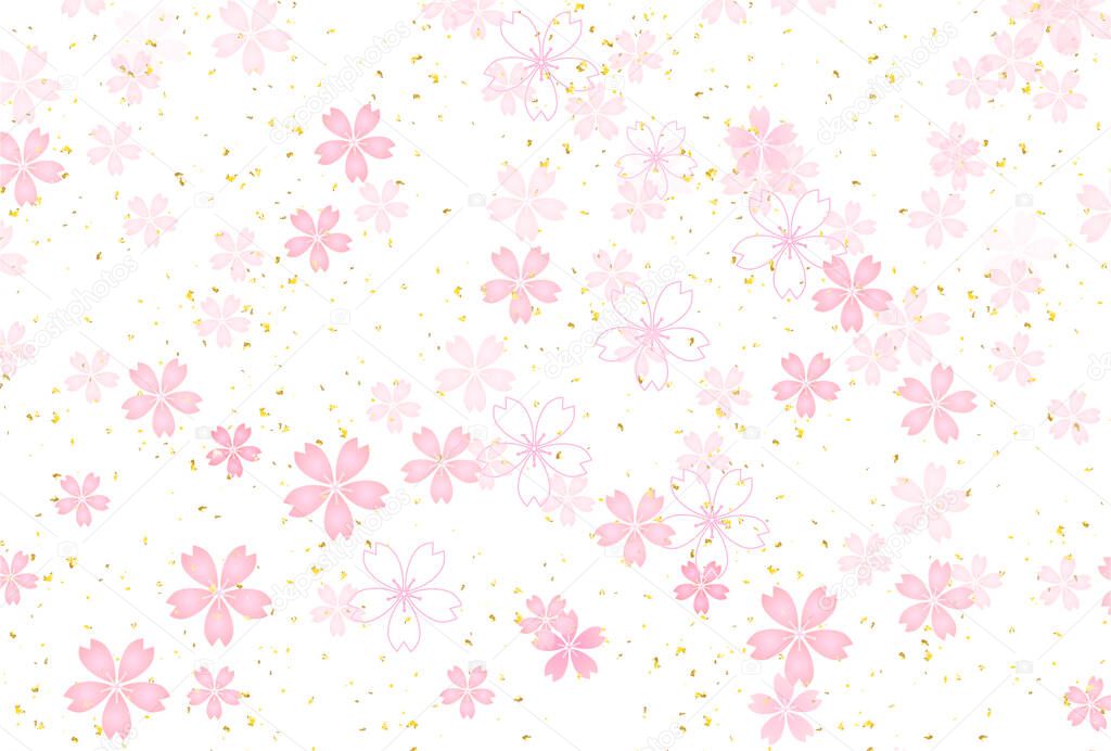 Cherry blossoms Japanese pattern New Year's card background 