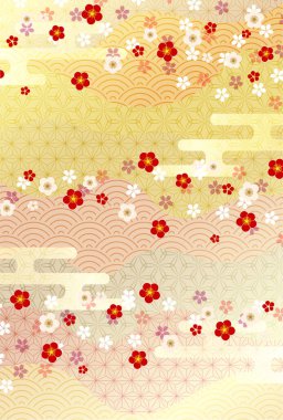 Kiraz çiçekleri erik Japon desenli arka plan 