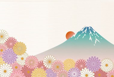 Mt. Fuji kasımpatı Japon desenli arka plan 