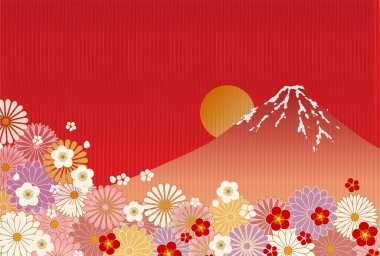 Mt. Fuji eriği Japon desenli arka plan 