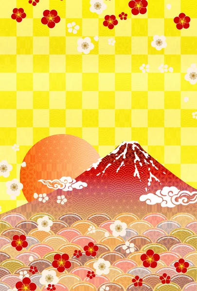 Fuji Pruim Japanse Patroon Achtergrond — Stockvector