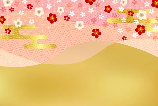 Švestkový Květ Japonský Vzor Pozadí — Stockový vektor
