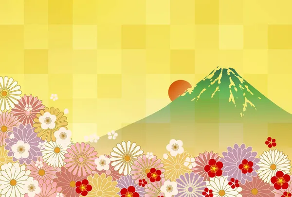 Όρος Φούτζι Χρυσάνθεμο Ιαπωνικό Μοτίβο Φόντο — Διανυσματικό Αρχείο