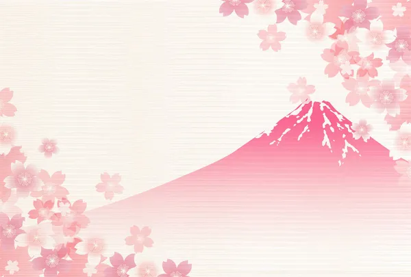 Góra Fuji Wiśnia Kwiaty Japoński Wzór Tło — Wektor stockowy