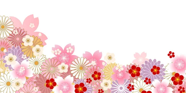Körsbär Blommor Plommon Japanska Mönster Bakgrund — Stock vektor