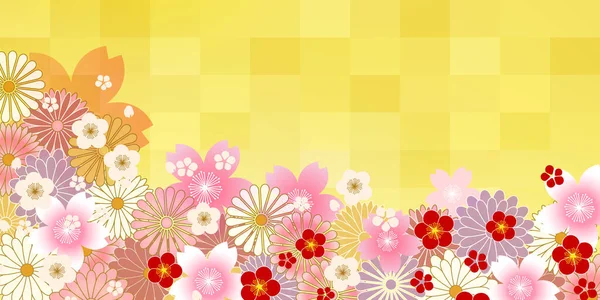 Cherry Blossoms Plum Japanese Pattern Background — Stock Vector