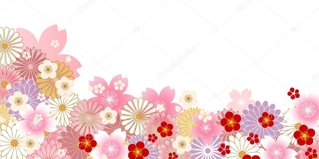 Cherry blossoms plum Japanese pattern background 