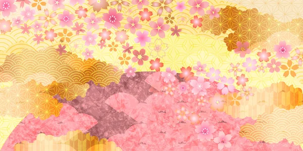 Kirschblüten Frühling Japanischen Muster Hintergrund — Stockvektor