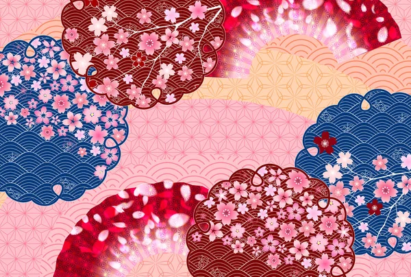 Flores Cerezo Patrón Japonés Fondo Primavera — Archivo Imágenes Vectoriales