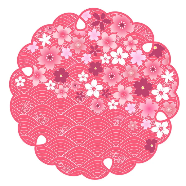Fleurs Cerisier Motif Japonais Icône Printemps — Image vectorielle