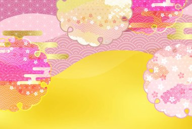 Kiraz çiçekleri Japon desenli bahar arkaplanı 