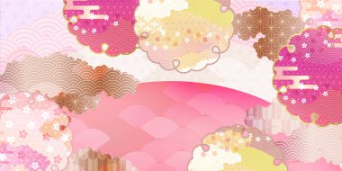 Kiraz çiçekleri Japon desenli bahar arkaplanı 